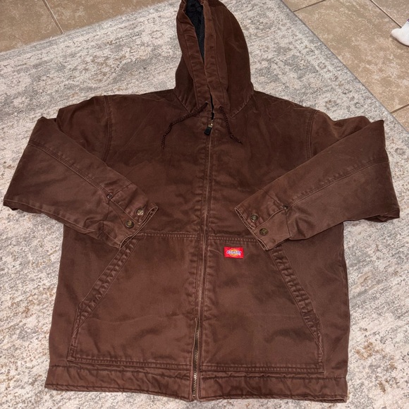 Dickies Other - Vintage Dickies Dark Brown Hooded Performance Jacket